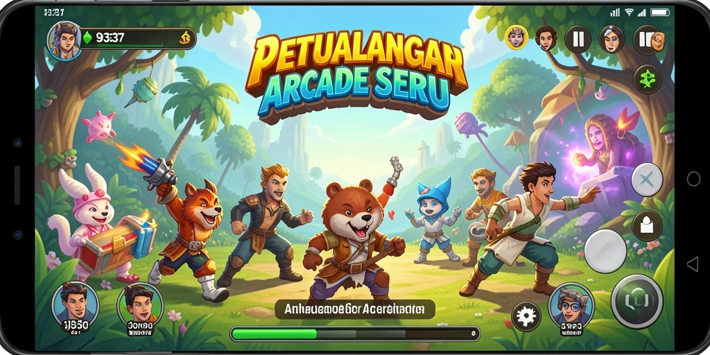 Antarmuka 93337 yang penuh warna dan dinamis saat bermain.
