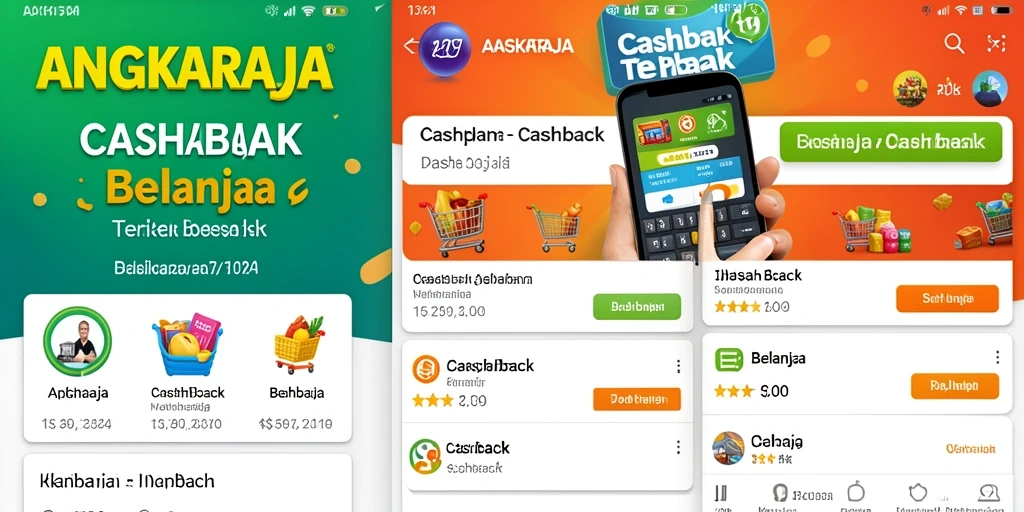 Antarmuka aplikasi ANGKARAJA dengan fitur cashback yang menarik