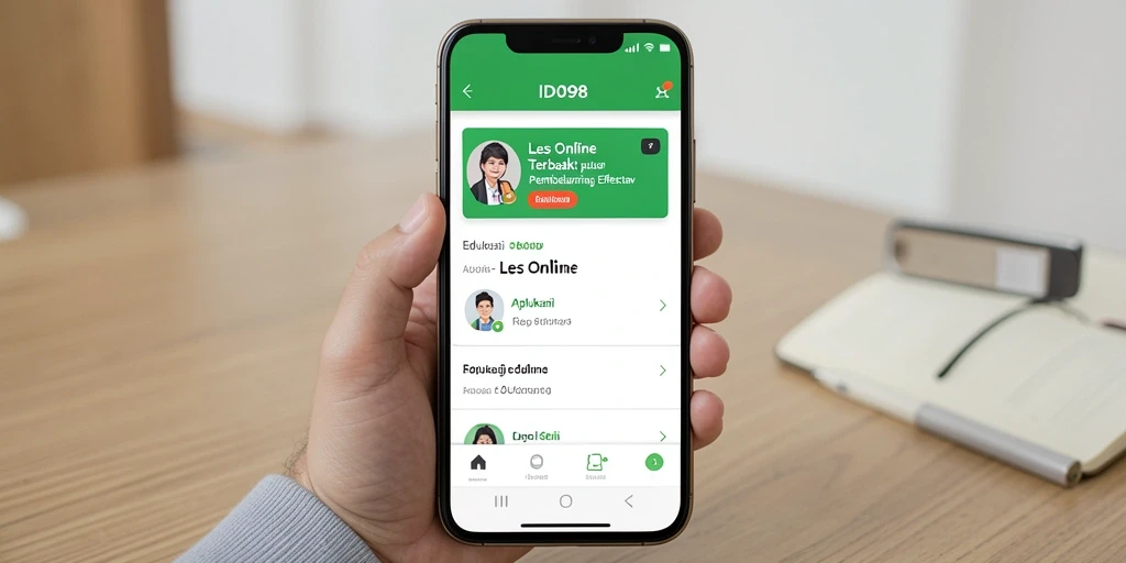 Tampilan antarmuka aplikasi Les Online ID098 yang menarik dan fungsional.