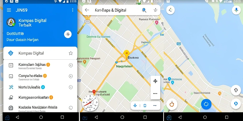 Antarmuka utama JIN69 yang menunjukkan fitur Kompas Digital.
