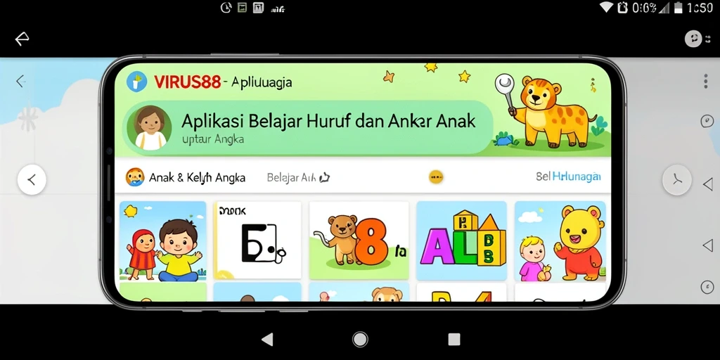 Antarmuka aplikasi VIRUS88 yang interaktif dan menyenangkan.