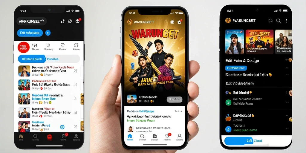 Antarmuka intuitif WARUNGBET dengan fitur Edit Video Reels.